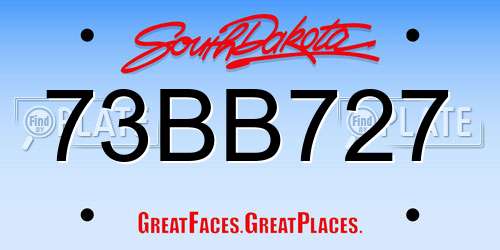 73BB727 South Dakota License Plate