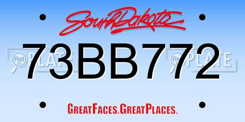 73BB772 South Dakota License Plate
