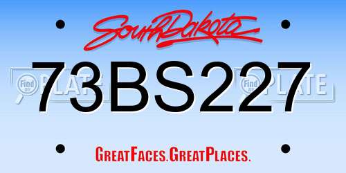 73BS227 South Dakota License Plate