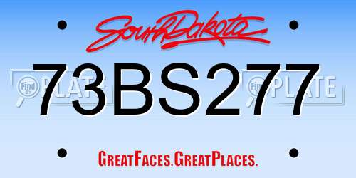 73BS277 South Dakota License Plate