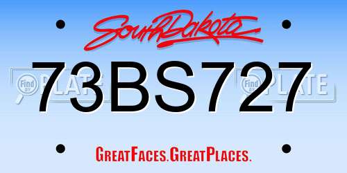 73BS727 South Dakota License Plate