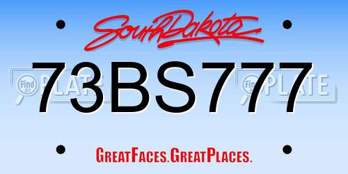 73BS777 South Dakota License Plate