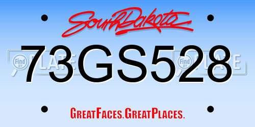 73GS528 South Dakota License Plate