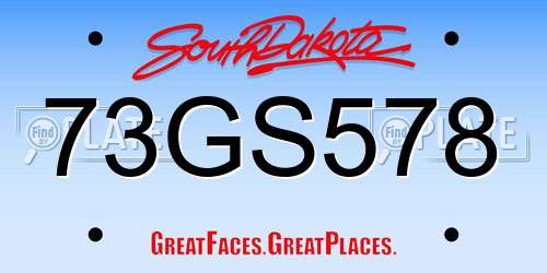 73GS578 South Dakota License Plate