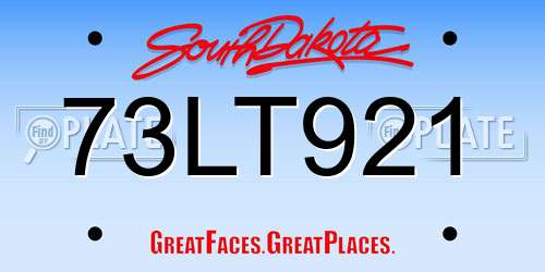 73LT921 South Dakota License Plate