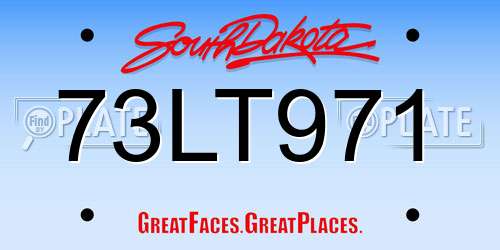 73LT971 South Dakota License Plate