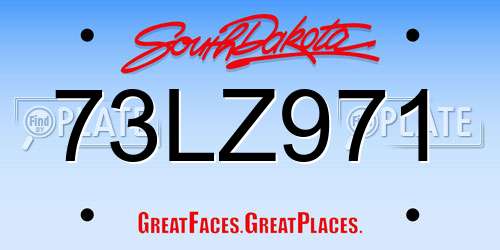 73LZ971 South Dakota License Plate