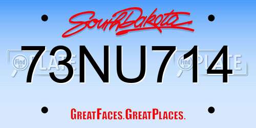 73NU714 South Dakota License Plate