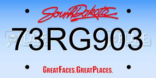73RG903 South Dakota License Plate