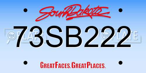 73SB222 South Dakota License Plate