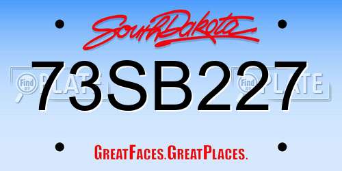 73SB227 South Dakota License Plate