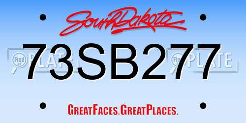73SB277 South Dakota License Plate