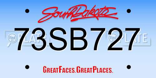 73SB727 South Dakota License Plate