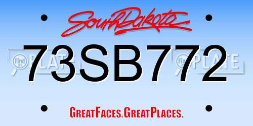 73SB772 South Dakota License Plate