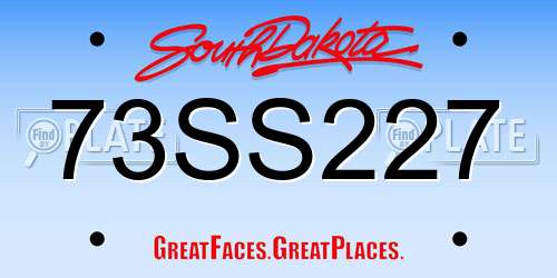73SS227 South Dakota License Plate