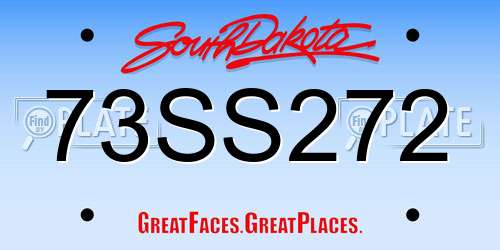73SS272 South Dakota License Plate
