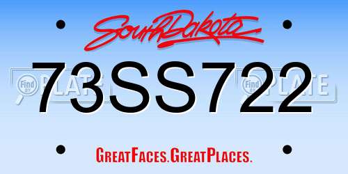 73SS722 South Dakota License Plate