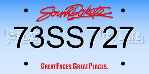 73SS727 South Dakota License Plate