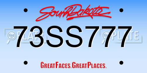 73SS777 South Dakota License Plate
