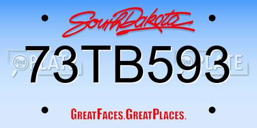 73TB593 South Dakota License Plate
