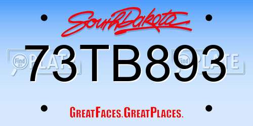 73TB893 South Dakota License Plate