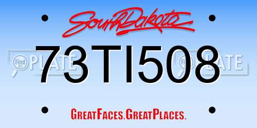 73TI508 South Dakota License Plate