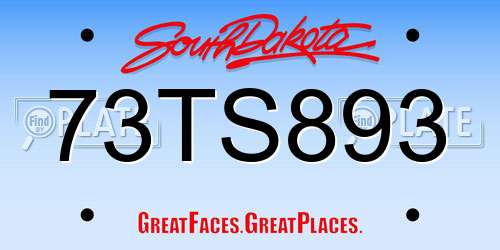 73TS893 South Dakota License Plate