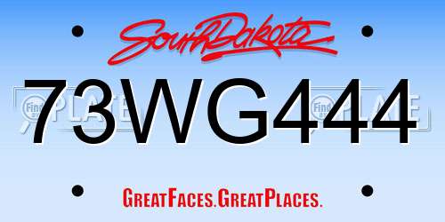 73WG444 South Dakota License Plate