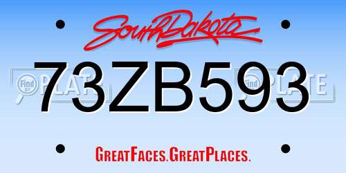73ZB593 South Dakota License Plate