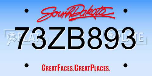 73ZB893 South Dakota License Plate
