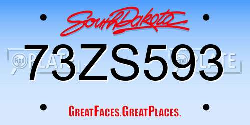 73ZS593 South Dakota License Plate