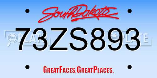 73ZS893 South Dakota License Plate