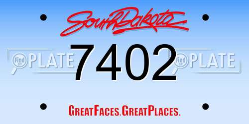 7402 South Dakota License Plate
