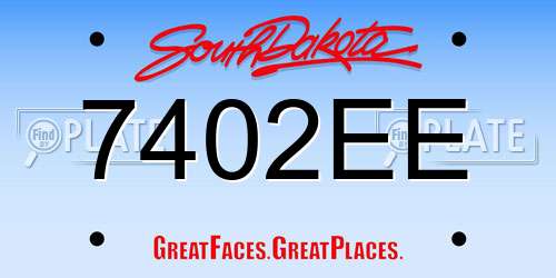 7402EE South Dakota License Plate