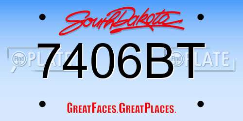 7406BT South Dakota License Plate