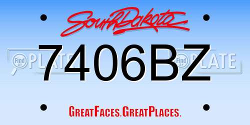 7406BZ South Dakota License Plate