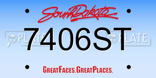 7406ST South Dakota License Plate