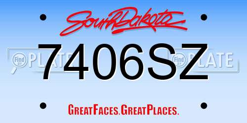 7406SZ South Dakota License Plate