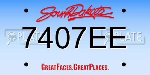 7407EE South Dakota License Plate