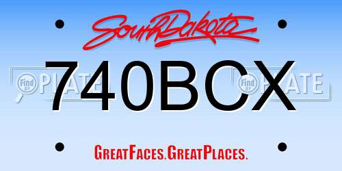 740BCX South Dakota License Plate