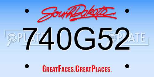 740G52 South Dakota License Plate