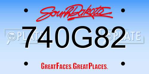 740G82 South Dakota License Plate