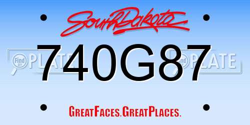 740G87 South Dakota License Plate