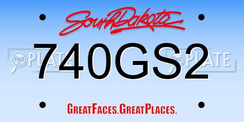 740GS2 South Dakota License Plate