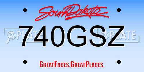 740GSZ South Dakota License Plate