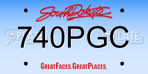 740PGC South Dakota License Plate