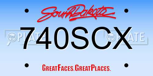 740SCX South Dakota License Plate