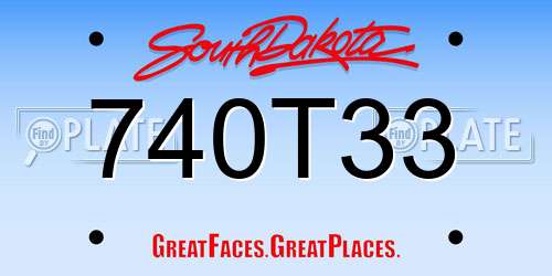 740T33 South Dakota License Plate