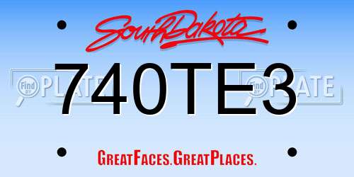 740TE3 South Dakota License Plate
