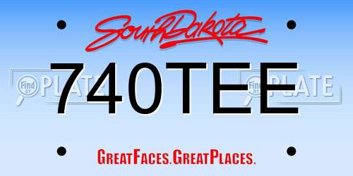 740TEE South Dakota License Plate